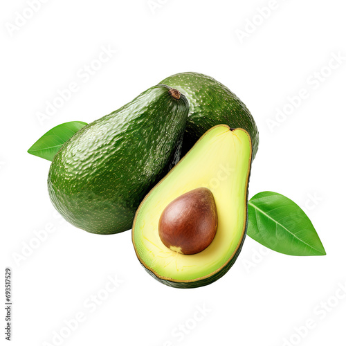 Isolated Avocados with Transparent Background