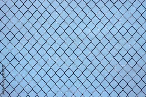 chain link fence grid metal steel aluminium wire mesh, modern art design, backgrond wallpaper black blue area