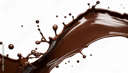 Dark Chocolate splash, chocolate flowing, 3d illustration