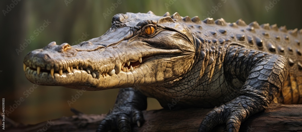 Obraz premium Botswana's African alligator in its native environment.