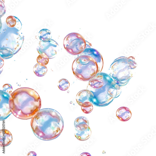 soap bubbles on a white transparent
