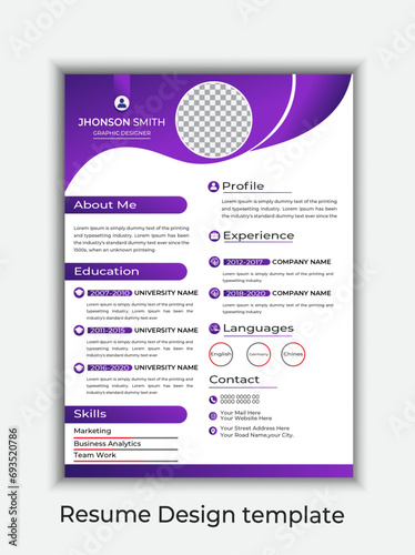 Clean Modern Resume and Cover Letter Layout Vector Template for Business Job Applications, Minimalist resume cv template, Resume design template, cv design, multipurpose resume design minimal Design