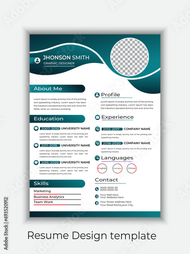 Clean Modern Resume and Cover Letter Layout Vector Template for Business Job Applications, Minimalist resume cv template, Resume design template, cv design, multipurpose resume design minimal Design