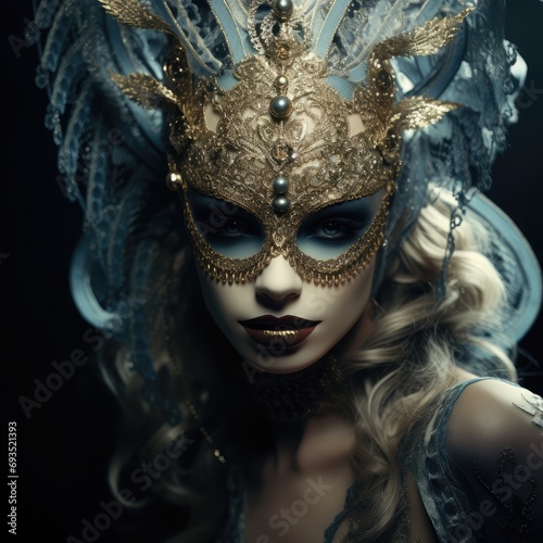 A mysterious an gorgeous burlesque woman with a mask  © sambath