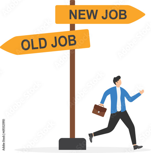Change to a new job, career or opportunity, new challenge to success, improvement or advancement, recruitment or employment concept, businessman employee carrying stuff changing to new job opportunity