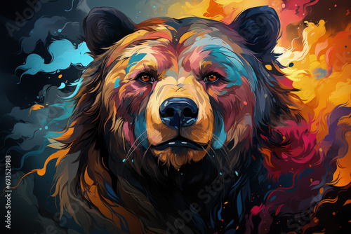 Bright and Colorful A Fauvism Style of a Bears, Generative Ai