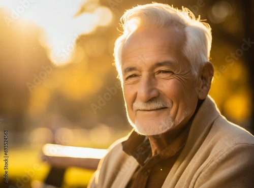 Senior smiling, sitting on the park © D'Arcangelo Stock