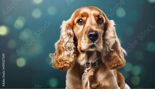 adult cocker spaniel dog posing over background
