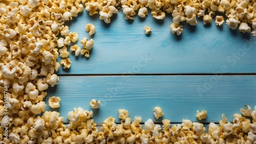 Website Banner, Popcorn Day Themed Kitchen Background, Top View, Copy Space for Text