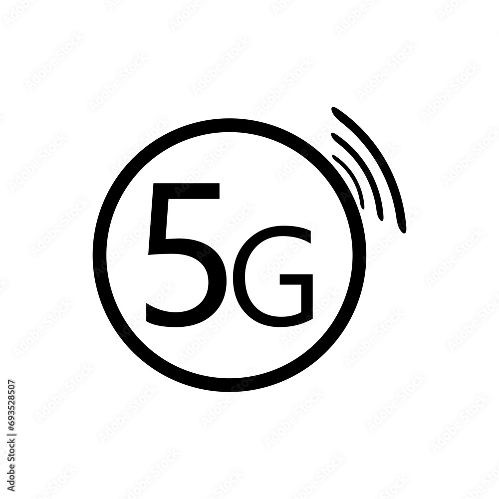 Black 5g icon on white background.