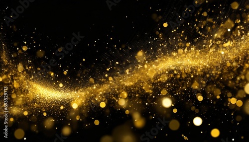 glamorous golden particles on a black background © Debbie