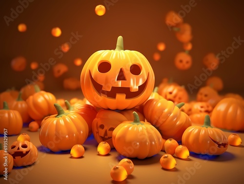 Halloween pumpkin placed on a background with a black background generated ai 