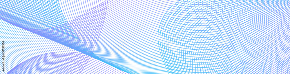 Fototapeta premium Abstract background with waves for banner. Web banner size. Vector background with lines. Element for design isolated on white. Blue. Water, ocean. Winter, Christmas