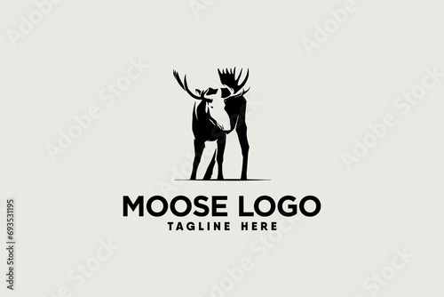 Moose logo vector with modern and clean silhouette style