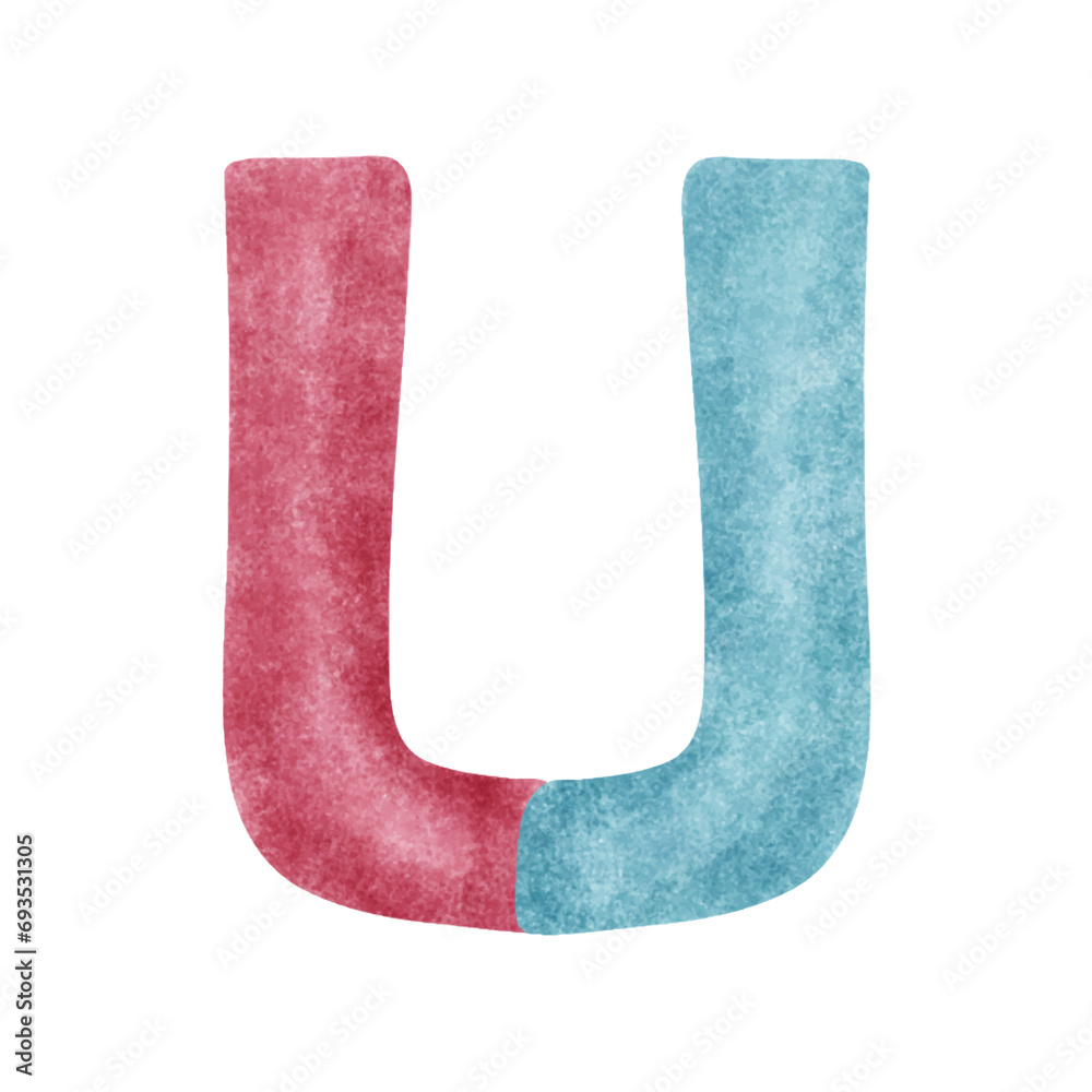 Science and technology concept. Red and blue horseshoes are magnetic isolated on a white background. Watercolor vector illustration. Science and technology concept. Red and blue horseshoes are magnetic isolated on a white background. Watercolor vector illustration.