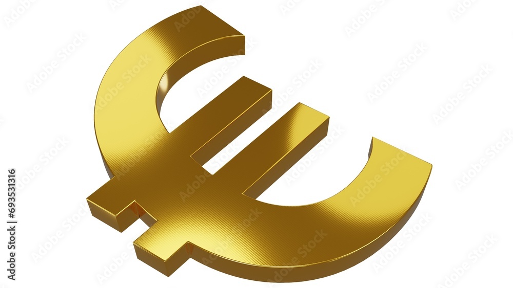 Fototapeta premium 3D gold euro render on white background.