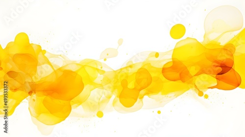 Yellow Watercolor Blobs on White Background. Artistic Presentation Background