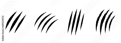 animal claws scratch scrape track. Cat tiger scratches paw shape. 