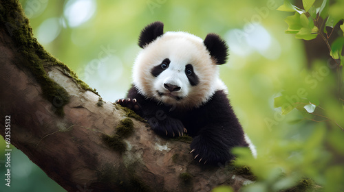 Background Image Showcasing the Adorable Elegance of Playful Pandas.