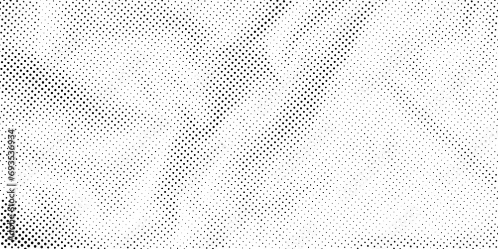Halftone texture with crumpled paper. Monochrome spotted gritty background. Vector collage banner. - obrazy, fototapety, plakaty 