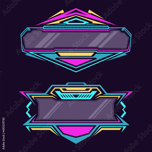 Blank gaming banner logo design. Future style gaming badge logo