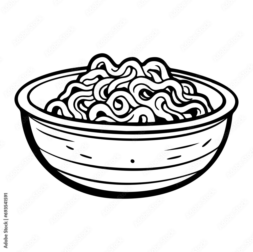 Noodle in a bowl Vector illustration, Generative AI.