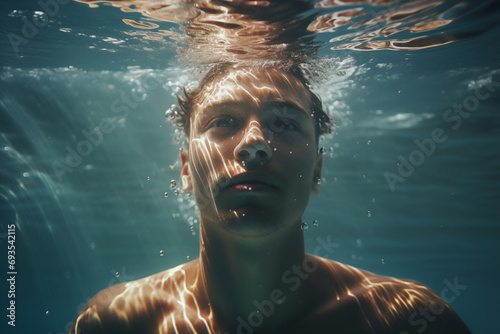 CloseUp | Mann taucht Unterwasser