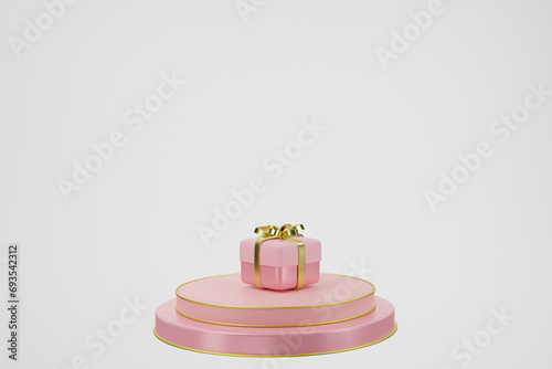 birthday, cake, box, cartoon, 3D, gift, pink