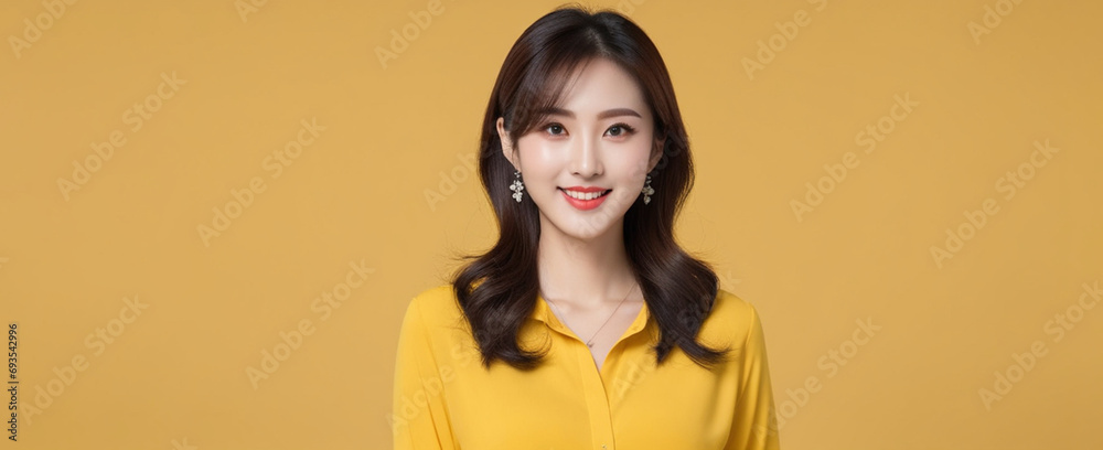 Beautiful Chinese good woman nice fashion half body eye contact