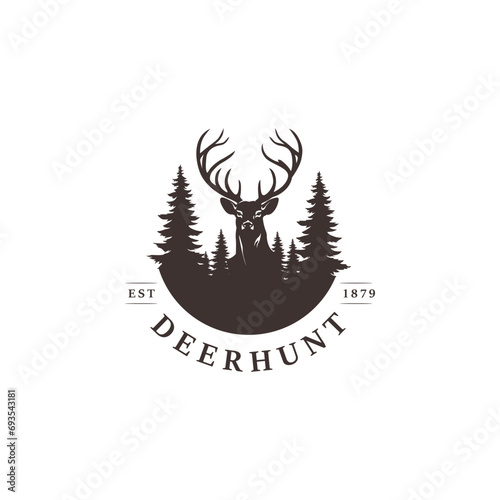 deer logo on white background. Vector illustration for tshirt, website, print, clip art and poster