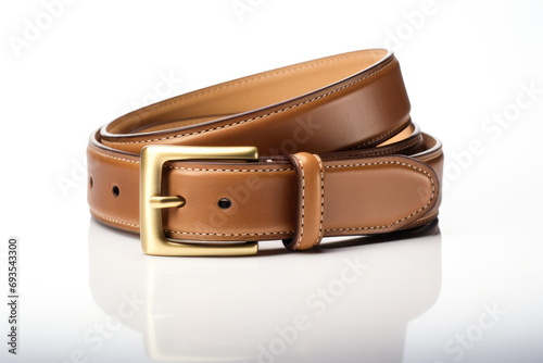 Brown leather belt isolated on white background