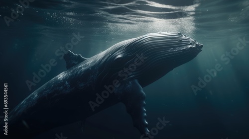 Illustration of a whale on the surface of the sea