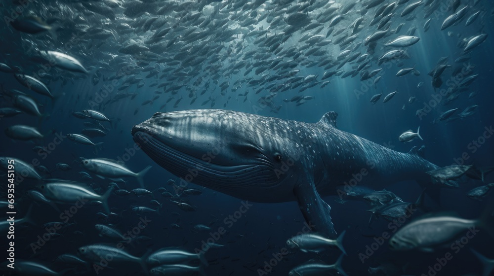 Illustration of a whale on the surface of the sea Illustration of a whale on the surface of the sea