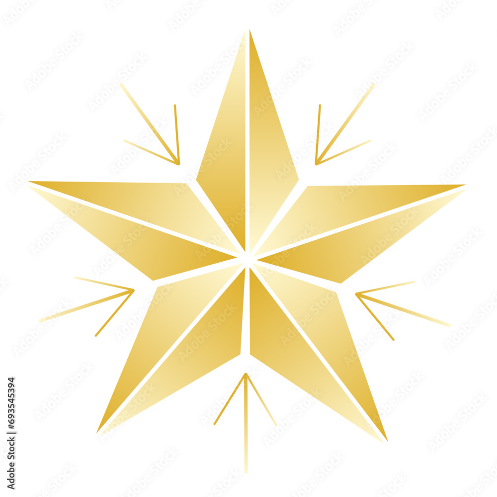 Złota gwiazda świąteczna - obrazy, fototapety, plakaty 