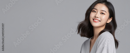 Beautiful Chinese good woman nice fashion half body eye contact
