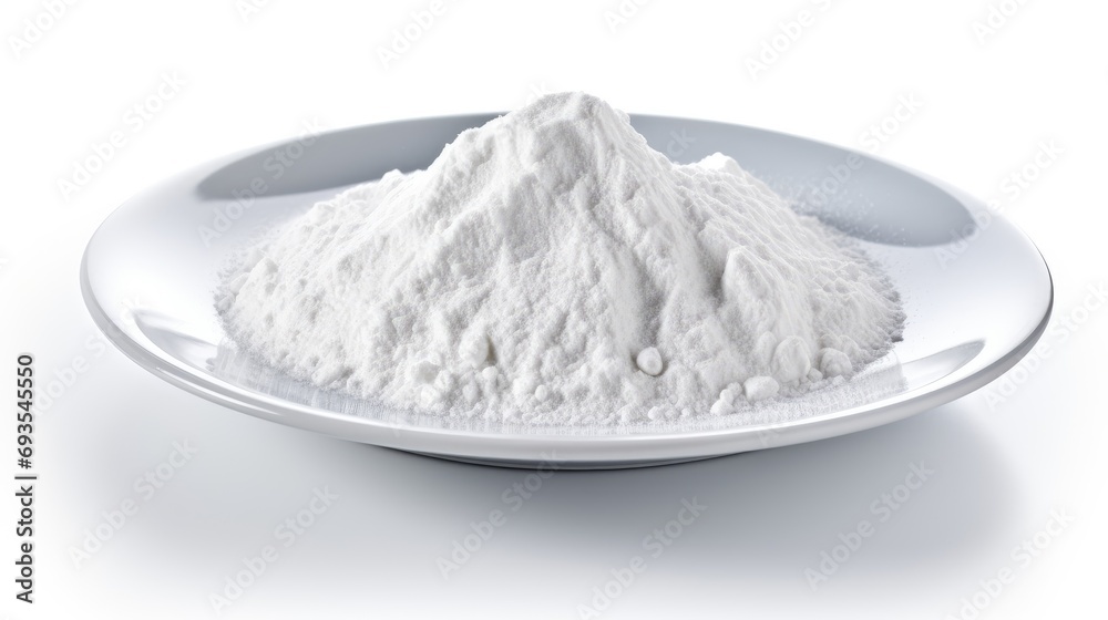 Cornstarch on plate isolated on white background