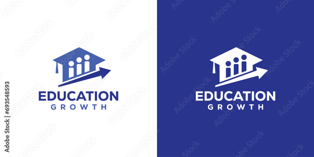 Creative Education Growth Logo Design. Graduation Hat and Investment Symbol Concept with Modern Style. Icon Symbol Logo Design Template. - obrazy, fototapety, plakaty 