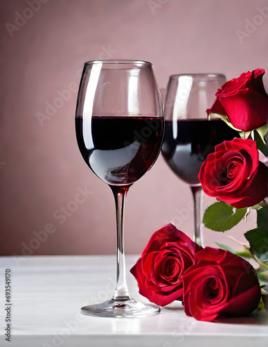 Detailed roses red wine hearts cozy Valentines