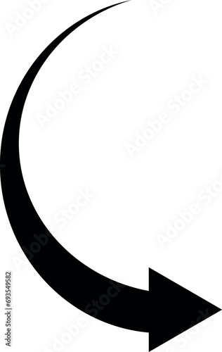 Black simple arrow rotation icon. photo