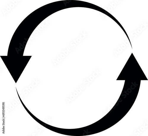 Rotate arrows icon. Black and white simple arrow icon.