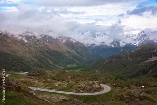 Road in scenic mountain landscape in Switzerland