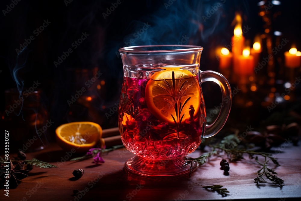 Mulled wine Christmas autumn beverage hot drinks orange citrus tasty, glass, red, spices, delicious, cinnamon, aromatic alcoholic cocktail Mulled wine Christmas autumn beverage hot drinks orange citrus tasty, glass, red, spices, delicious, cinnamon, aromatic alcoholic cocktail