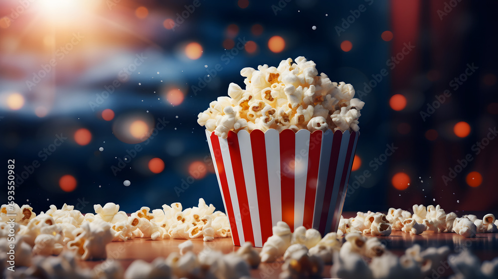 Popcorn Machine with Cinema Lights as a Fun Background Image. Stock ...