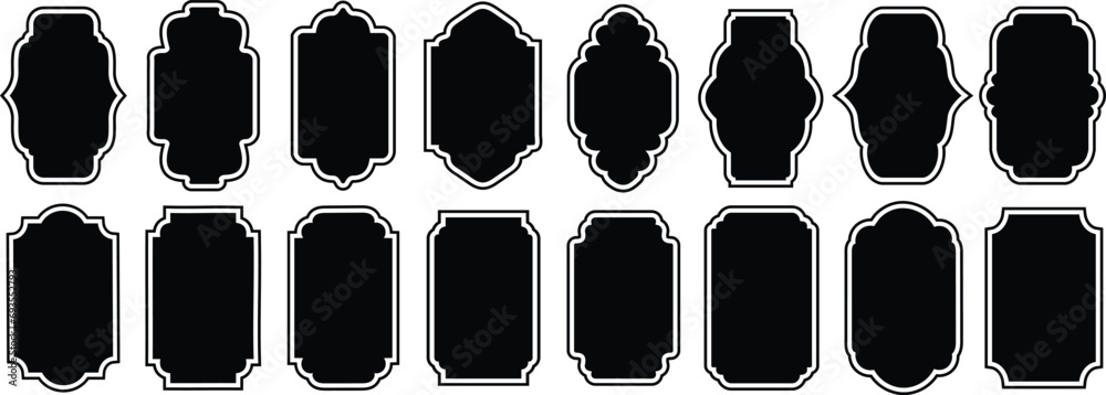 Set of vintage frames and labels shape collections. Vector illustration isolated on white