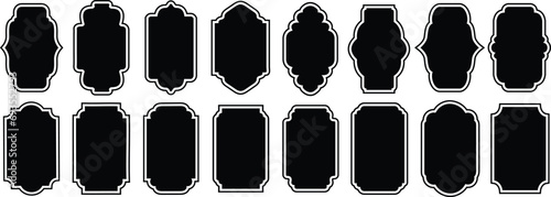 Set of vintage frames and labels shape collections. Vector illustration isolated on white