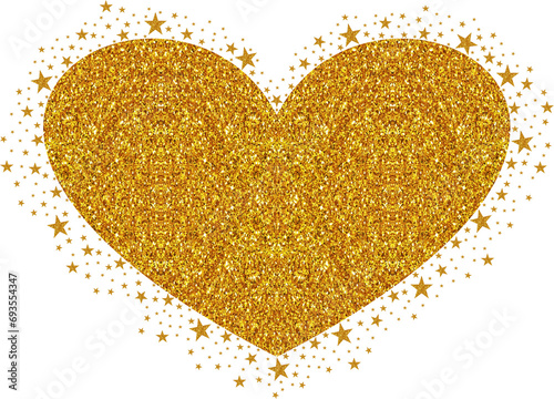 Yellow or Gold Love with gold Sparkling glitter Stars Vector clipart icon   10