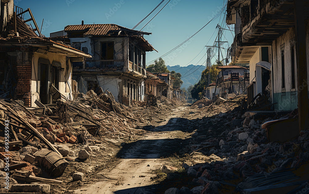 City destroyed by an earthquake - obrazy, fototapety, plakaty 