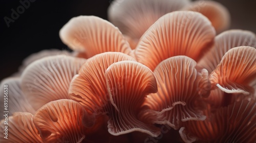 Peach fuzz oyster mushrooms close up © Werckmeister