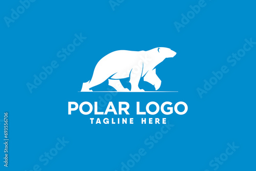 running polar bear logo vector with modern and clean silhouette style