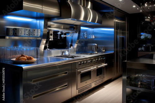 Kitchen counter home apartment interior stove design house architecture interior sink modern steel photo